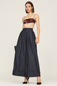 Wide Leg Denim Pleated Pants by Adam Lippes