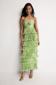 Pleated Tiered Ruffle Gown by Ieena for Mac Duggal