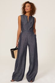 Chambray Wide Leg Jumpsuit by Martin Grant