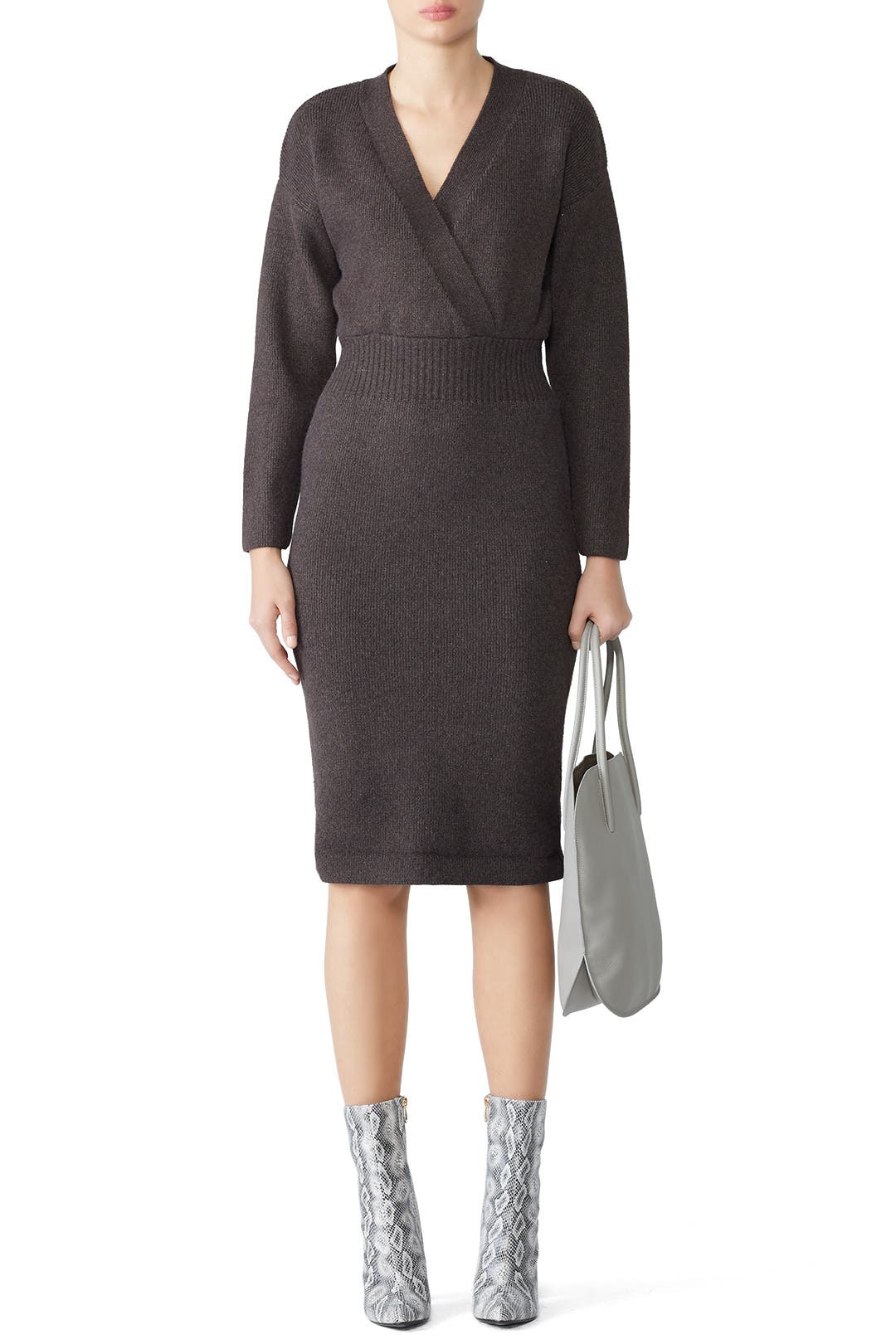 Faux Wrap Sweater Dress by Moon River Rent the Runway