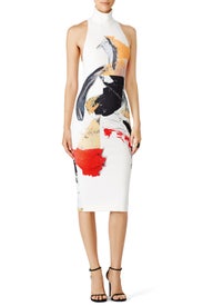 White Print Dakota Sheath  by Solace London