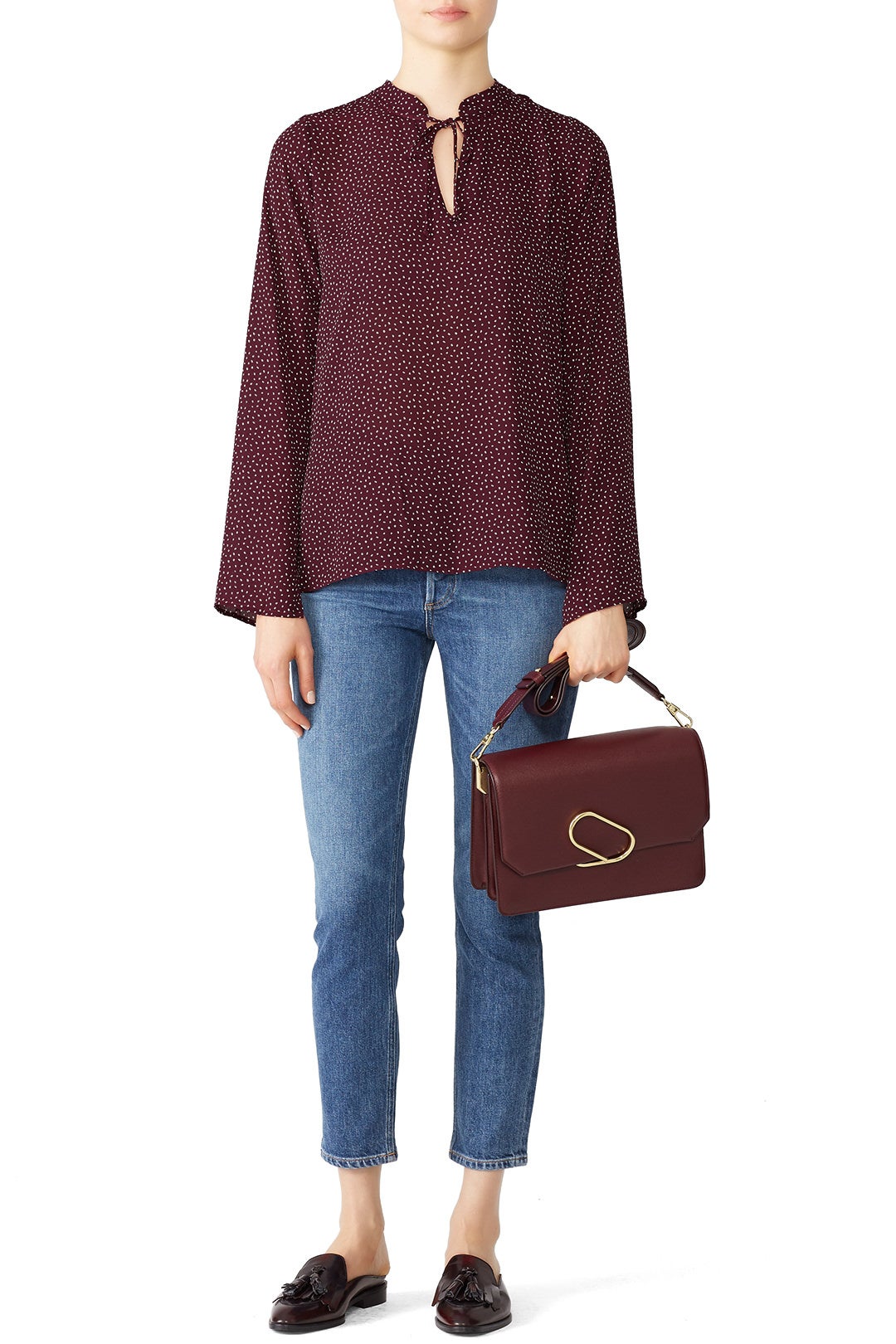 Samara Tie Neck Blouse by B Collection by Bobeau 0