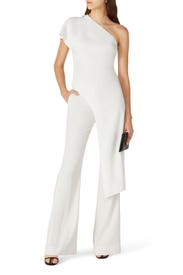 White One Shoulder Draped Top by Cushnie