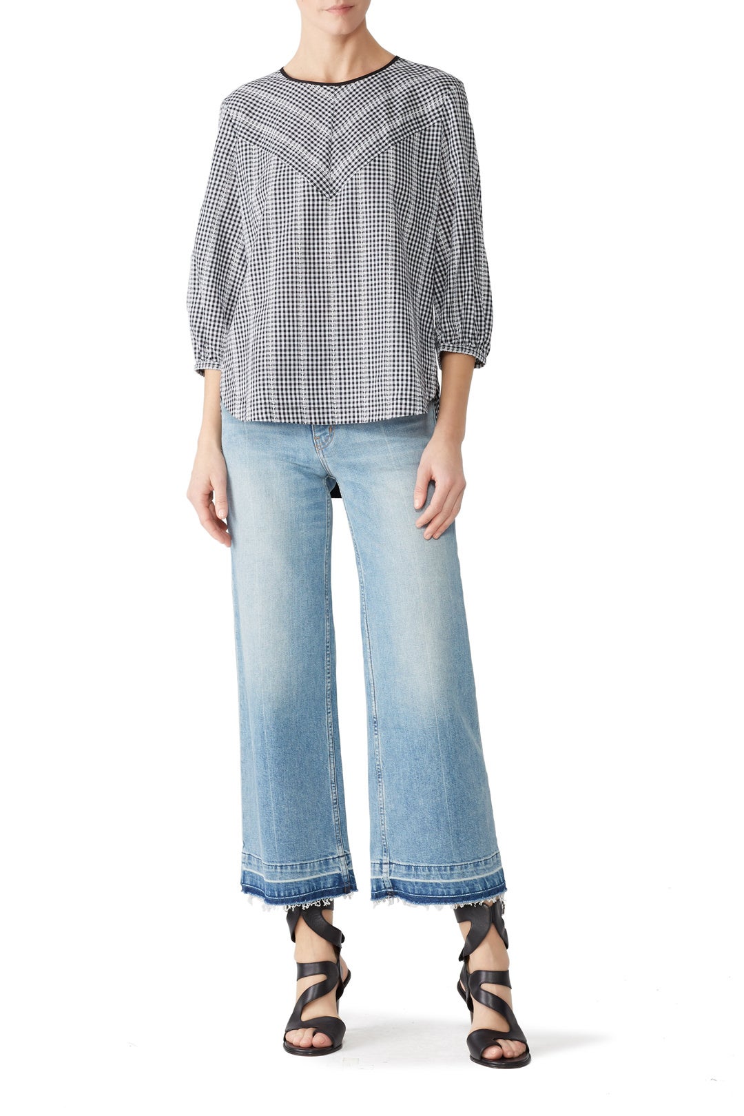Gingham Puff Sleeve Top by Derek Lam 10 Crosby 0