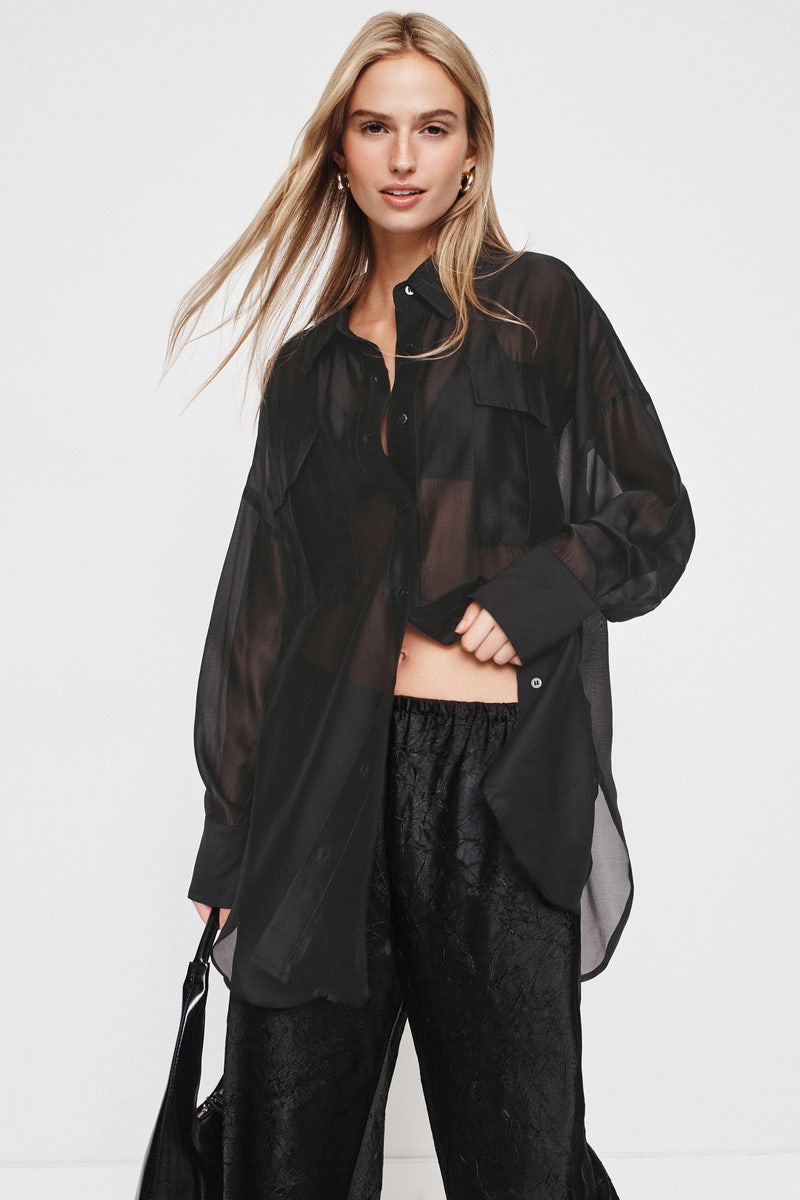 Hailey Sheer Button Down Shirt by Love Stories - Photo 0