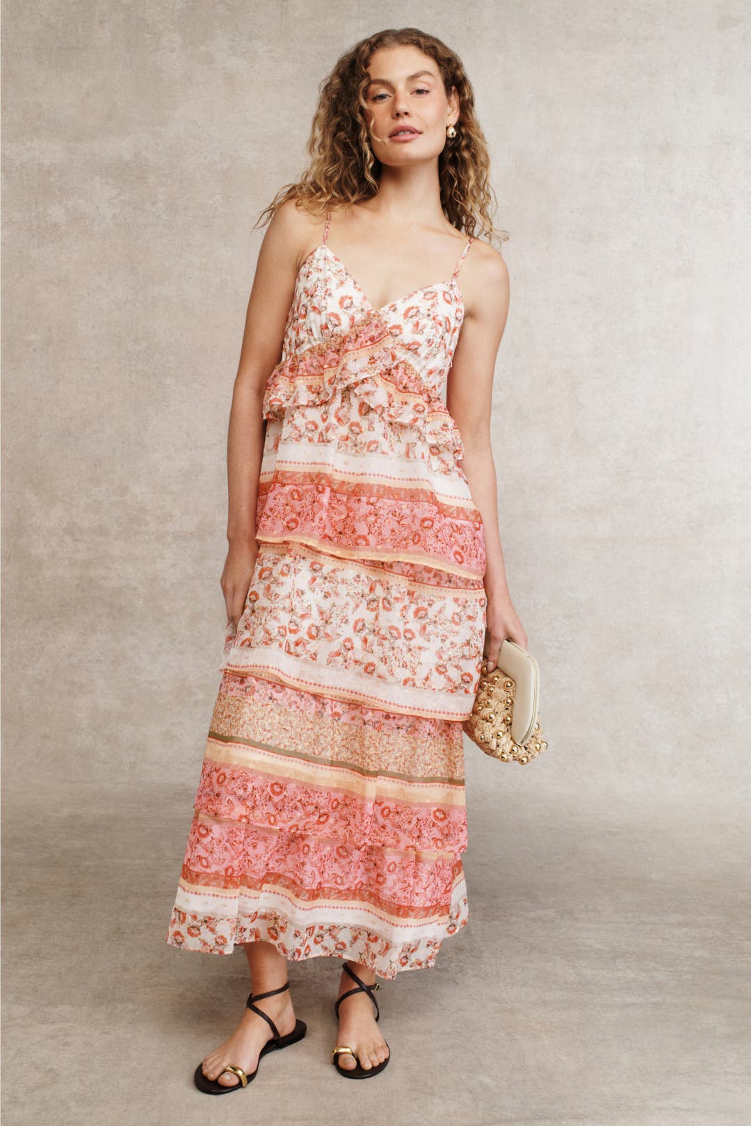 Color Block Ruffle Midi Dress by Layered with Love | Rent