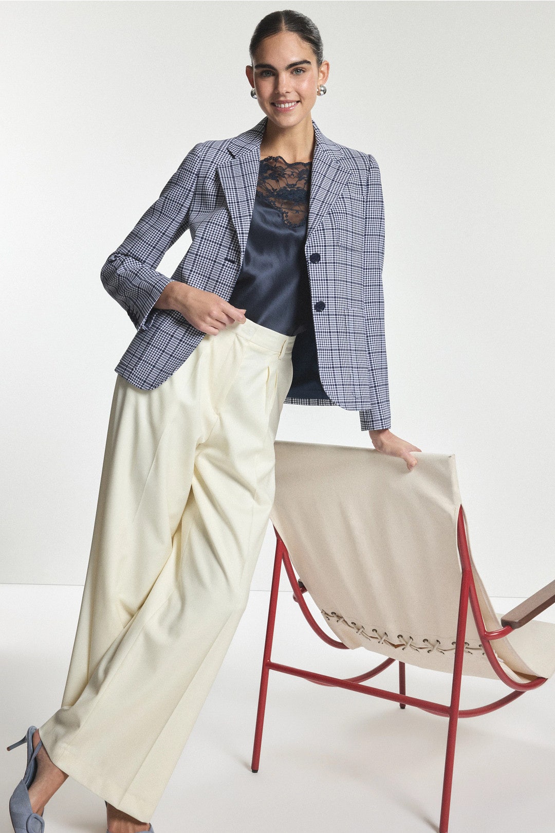 Plaid Patch Pocket Fitted Blazer by MICHAEL KORS 0