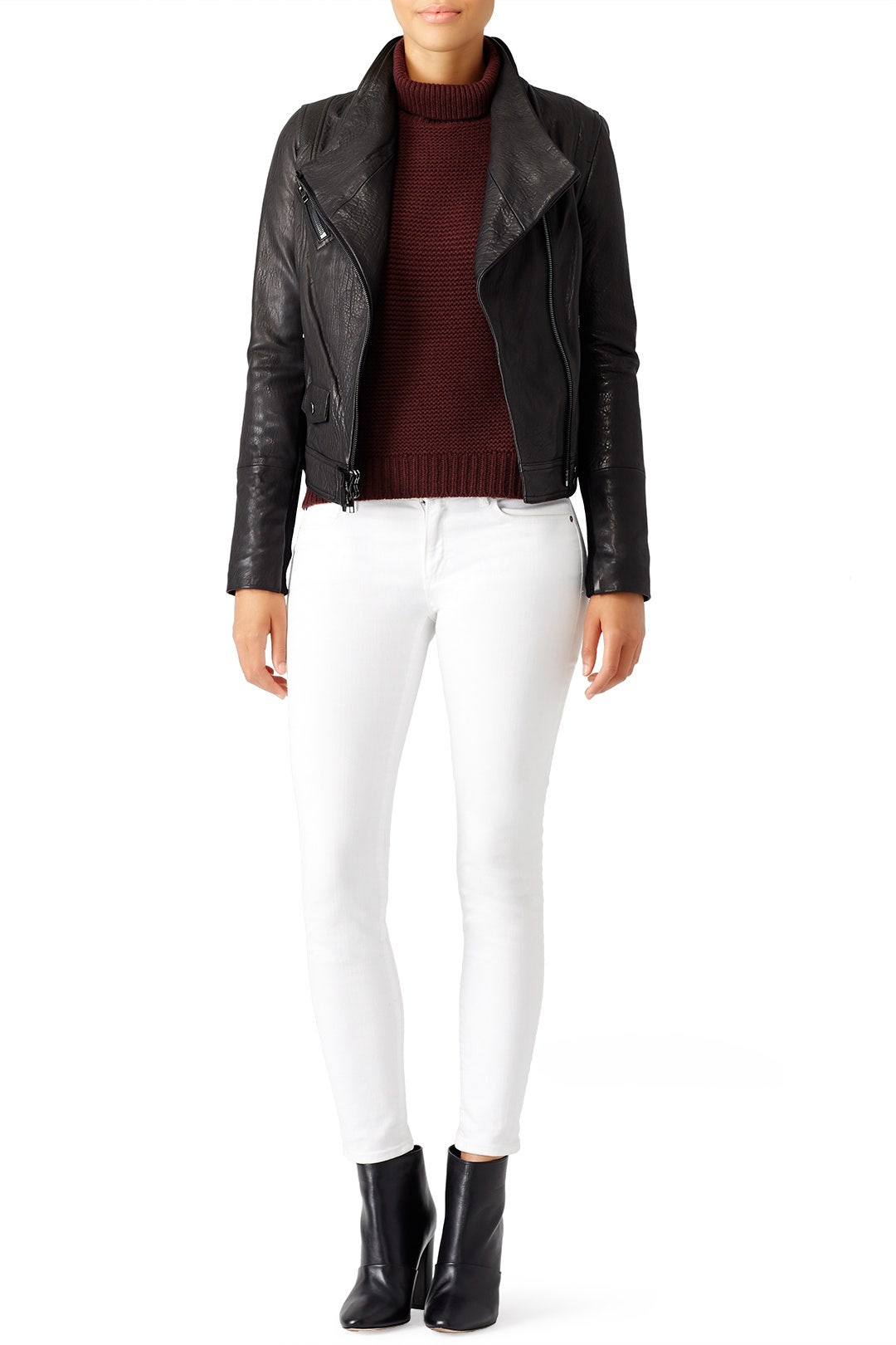 Black Leather Moto Jacket by VINCE. 0