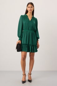 Long Sleeve Tie Neck Dress by CeCe