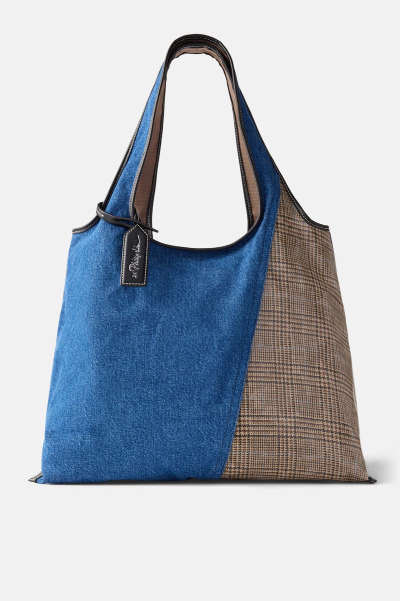 Denim Market Tote With Plaid Combo by 3.1 Phillip Lim Accessories - Photo 0