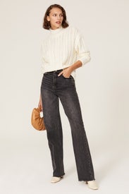 Cable Knit Mock Neck Sweater by Louna