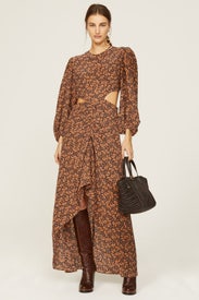 High-Low Paisley Dress by Maje