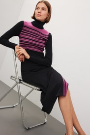 Stripe Turtleneck Dress by Toccin
