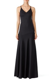 Black Silk Slip Gown by Cedric Charlier
