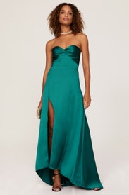 Green Satin Magnolia Gown by elle zeitoune