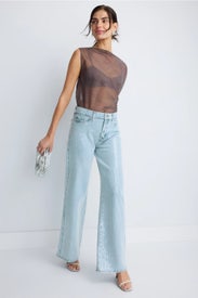 Lotta Sequin Wide Leg Jeans by 7 For All Mankind