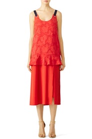 Red Floral Burnout Dress by Mother of Pearl