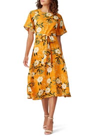 Goldenrod Floral Midi Dress by RACHEL ROY COLLECTION