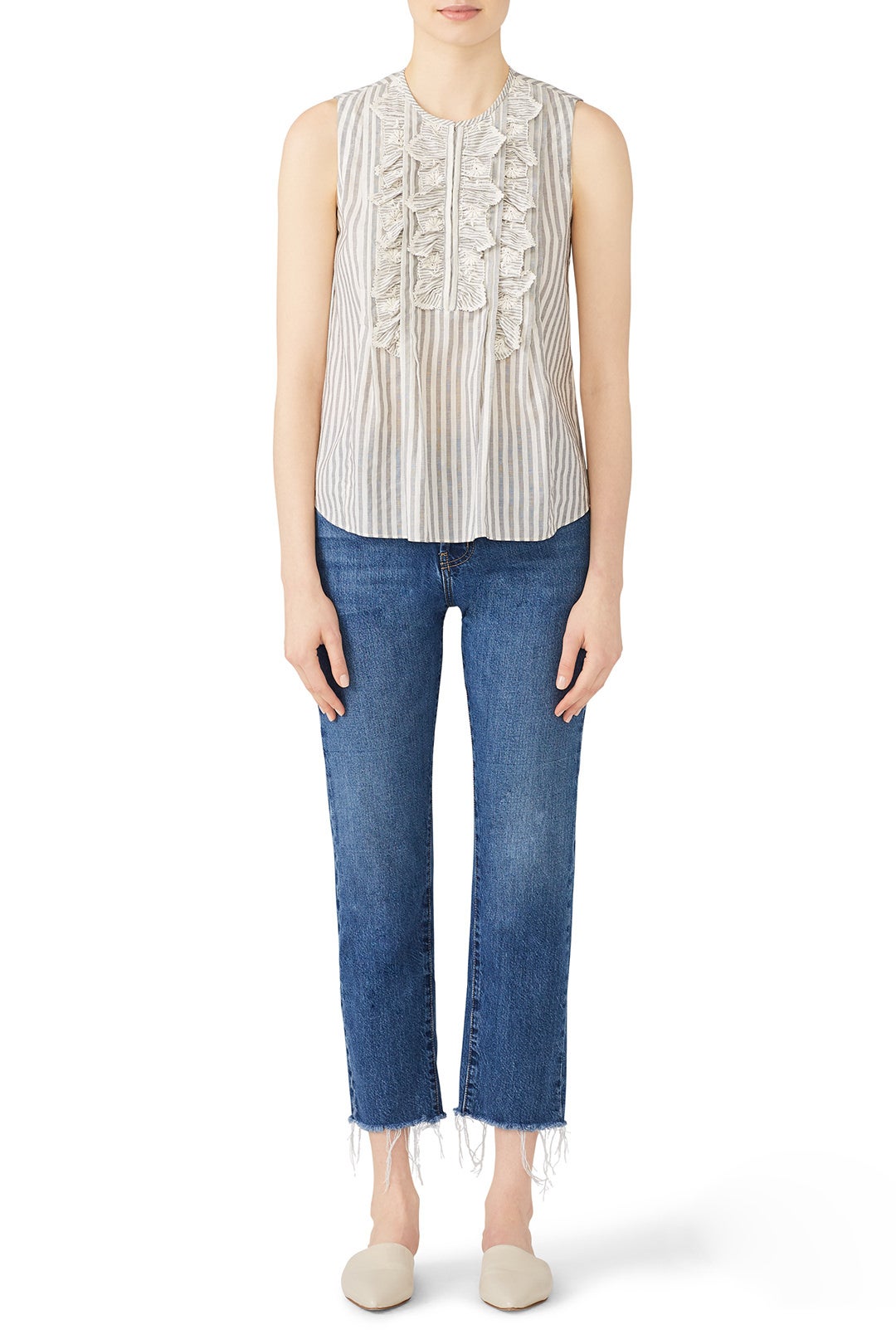 Ruffled Eyelet Stripe Top by Rebecca Taylor NYC 0