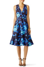 Blue Vibrant Floral Dress by Sachin & Babi
