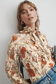 Catroux Silk Long Sleeve Button Front Blouse by Ulla Johnson