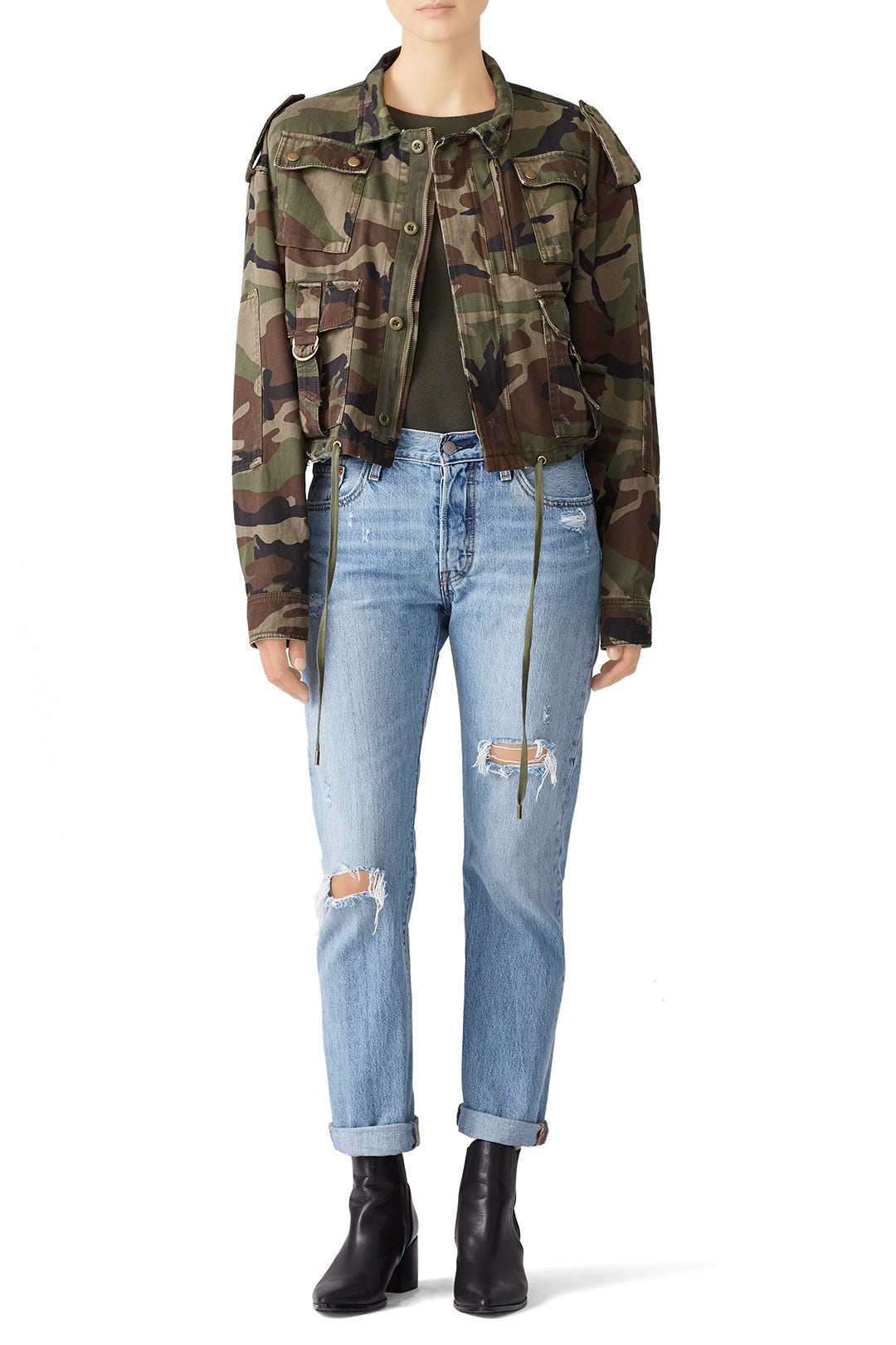 Camouflage Cropped Parka by The Kooples 0