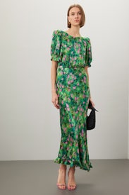 Vida Green Floral Dress by SALONI