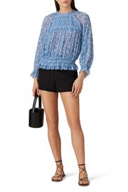 Sheer Smocked Blouse by ML Monique Lhuillier