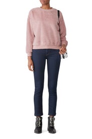 Dusty Rose Faux Fur Sweatshirt by Moon River