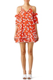 Vermilion Floral Bubble Sleeve Dress by Nicholas