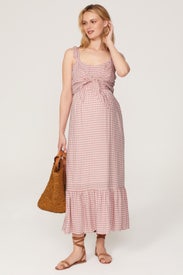 Pink Gingham Maternity Dress by ripe