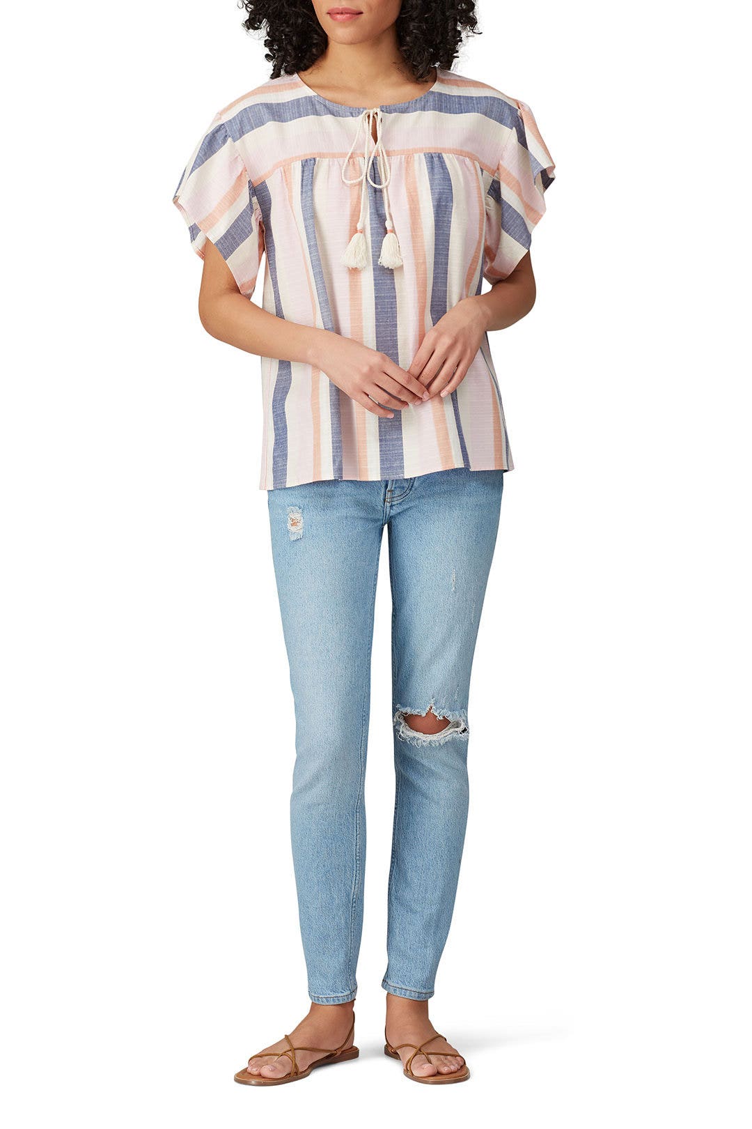 Romina Tie Front Blouse by B Collection by Bobeau 0