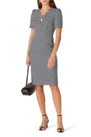Houndstooth Twist Neck Dress by Badgley Mischka