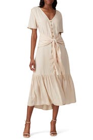 Nude Tie Waist Dress by Love, Whit by Whitney Port