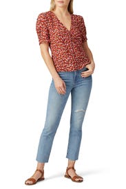 Burgundy Ditsy Floral Rosalie Top by Madewell