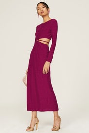 Purple Metallic Knit Dress by ML Monique Lhuillier