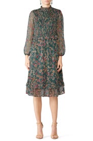 Pine Paisley Smocked Dress by Moon River