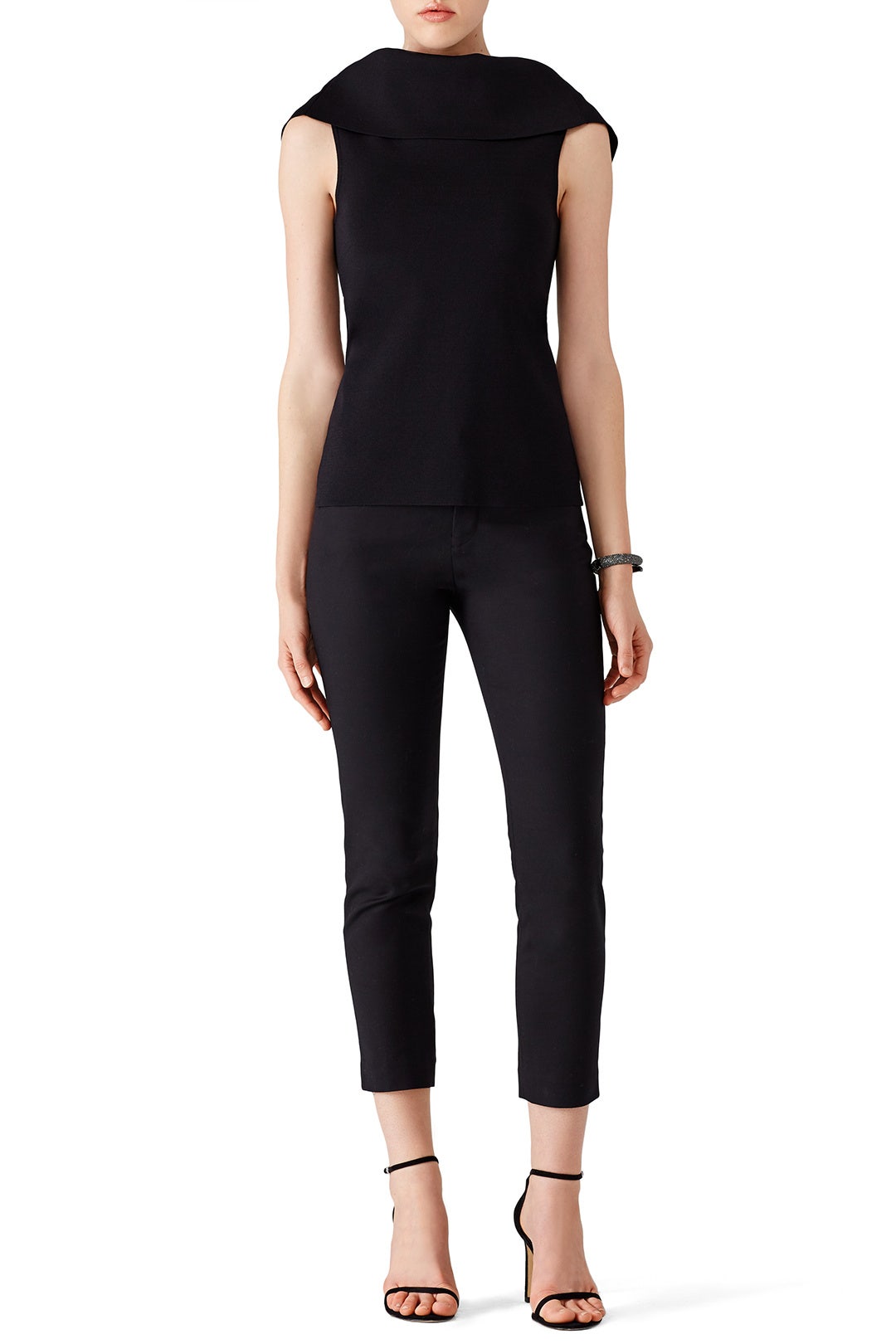 Black Drape Neck Top by Osman 0