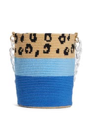 Blue Leopard Midi Bucket Bag by SORAYA HENNESSY