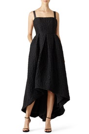 Black Crinkle High-Low Gown by Cynthia Rowley