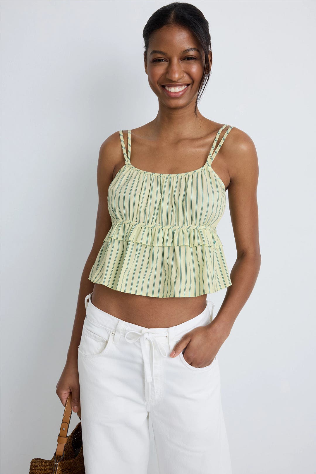 Peplum Striped Tank Top by BOSS | Rent the Runway