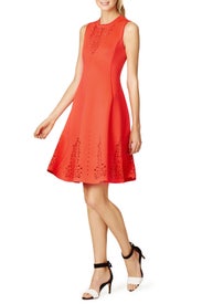 Red Lasercut Flared Dress by Clover Canyon