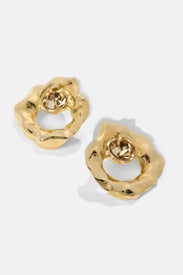Round Stud Textured Earrings by Oscar de la Renta