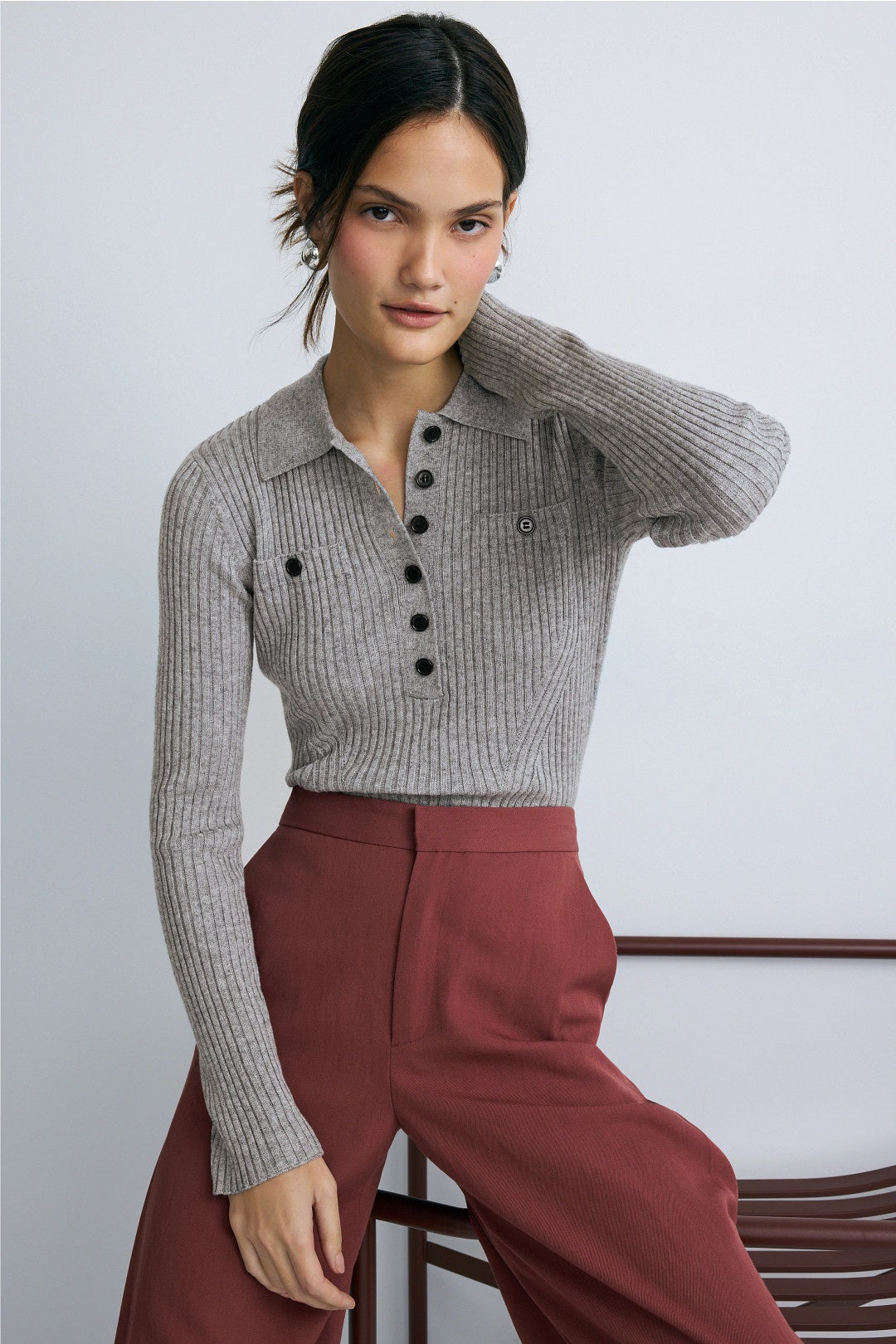 Collared Button Front Sweater by Peter Som x RTR 0