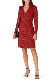 Red New Jeanne Wrap Dress by Diane von Furstenberg