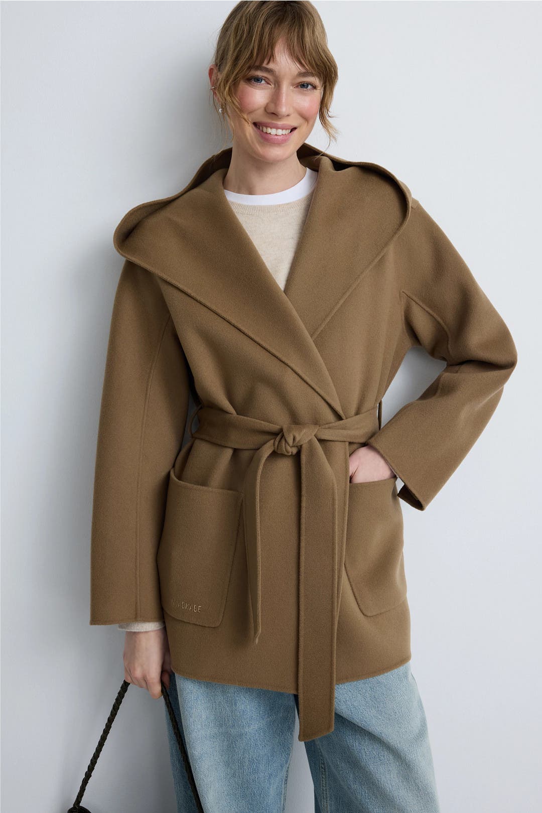 Mackage Paya Belted Wrap Coat Brown