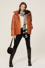 Faux Leather Puffer Jacket by NVLT