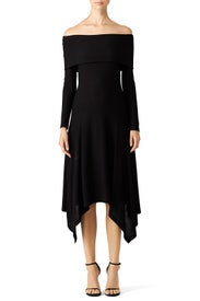 Black Fold Over Shoulder Dress by DEREK LAM