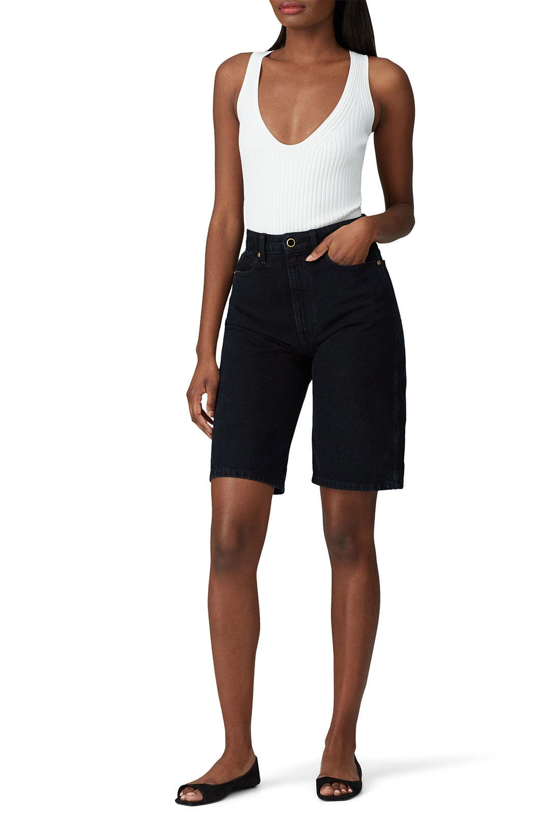 ショートパンツ Khaite Black Bermuda Shorts Khaite - Laden Black Tailored Bermuda Shorts | Mitchell Stores