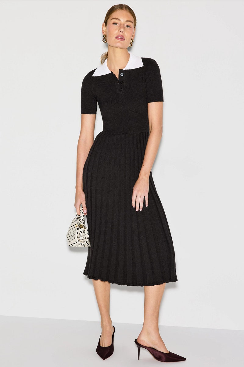 Black Collared Knit Dress by Alexia Admor - Photo 0